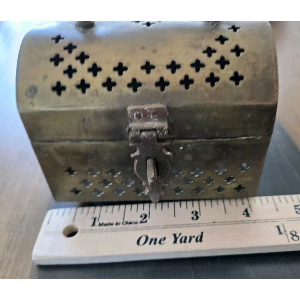 vintage brass potpourri trinket box Cricket Box Cage Metal